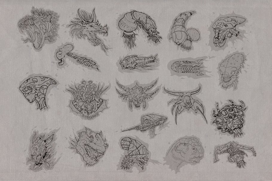 可怕的怪物轮廓图形插画 Silhouette shapes – Scary Monsters插图(1)