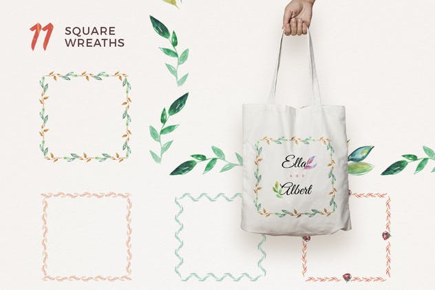 水彩手工设计花卉图案合集 Watercolor Handmade Design Bundle插图(6)