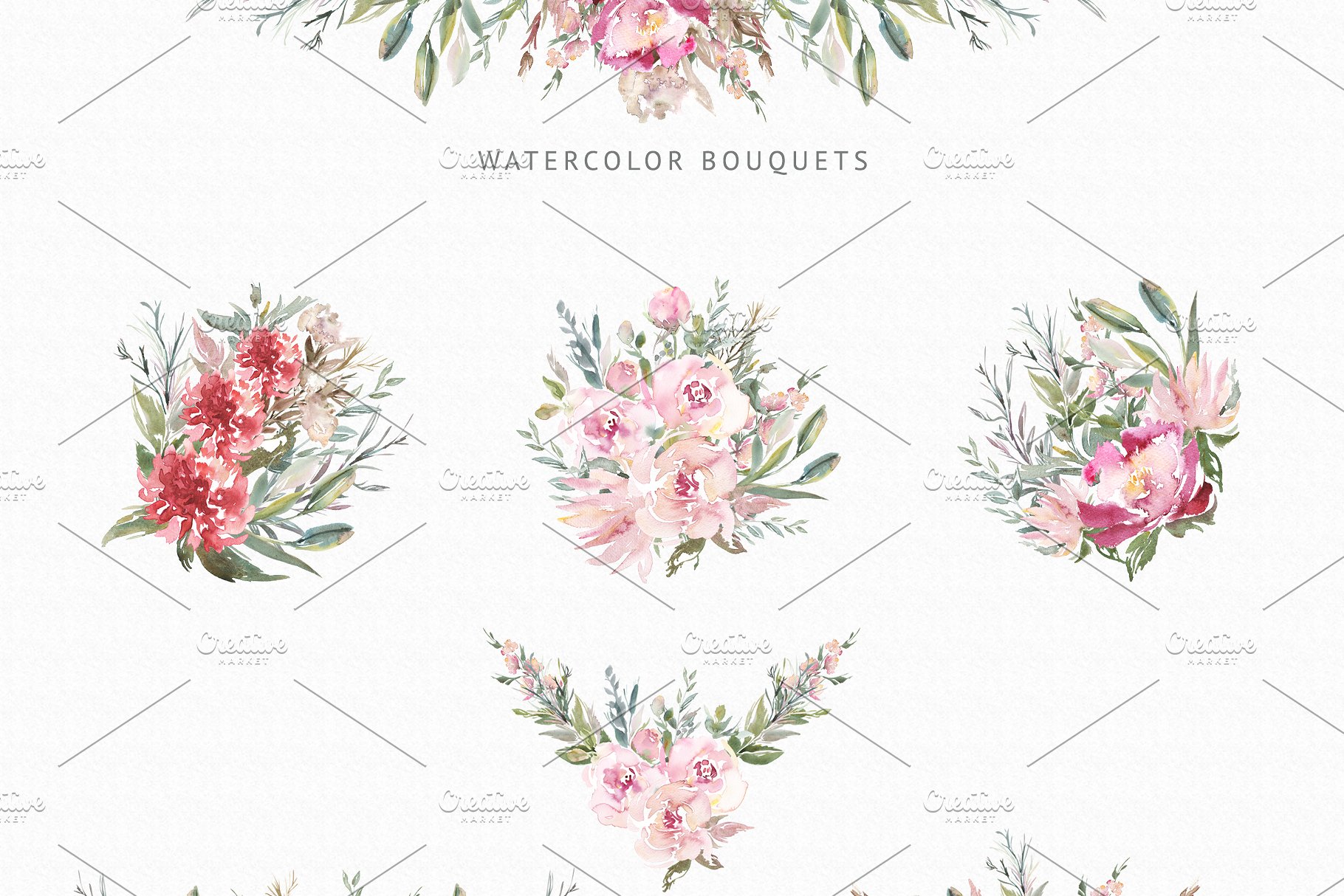 春天优雅花卉元素手绘素材合集 Spring Lush Flowers插图(6)