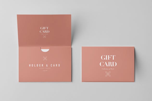 高端商务礼品券邀请函卡片样机模板 Holder & Card Mock-Up插图(4)