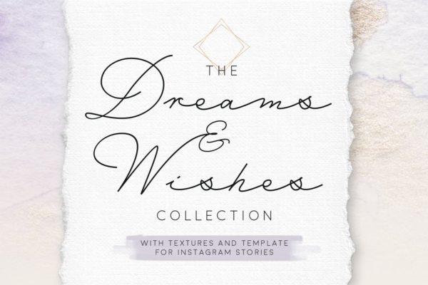 梦想与愿望主题淡色混合水彩肌理纹理背景素材 Dreams and Wishes Collection