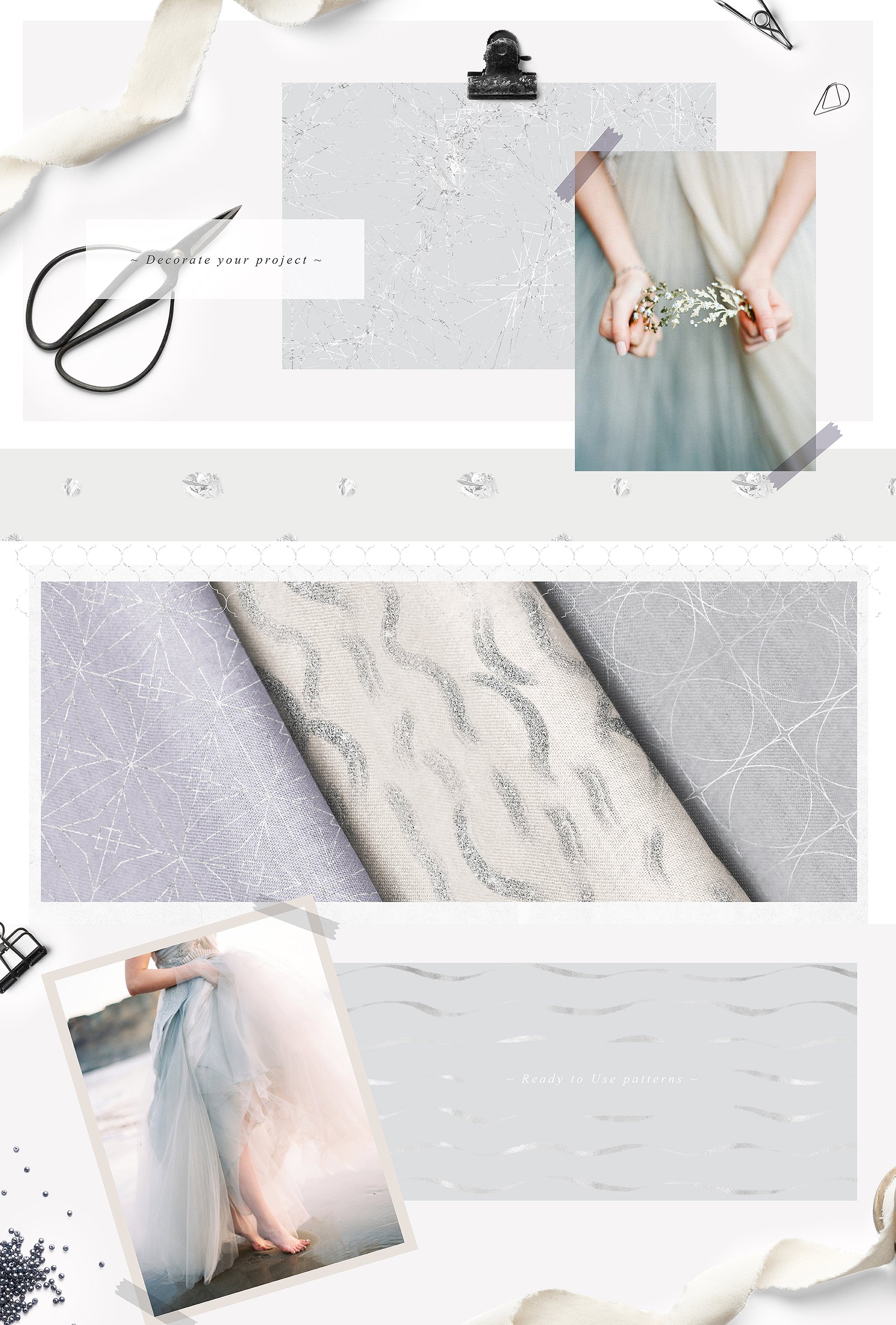 梦幻银色几何图案和抽象线条图案纹理 Fancy Silver Patterns插图(5)