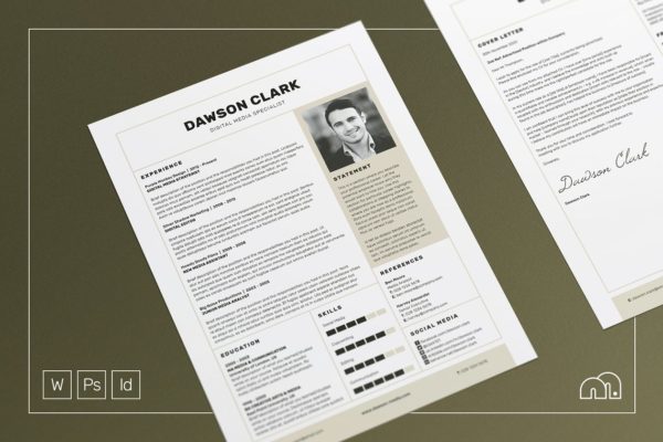 复古经典表格式简历模板 Dawson – Resume/CV