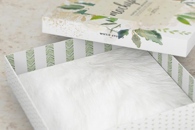 高端方形纸制首饰盒样机 Square Paper Jewelry Box Mockup插图(12)