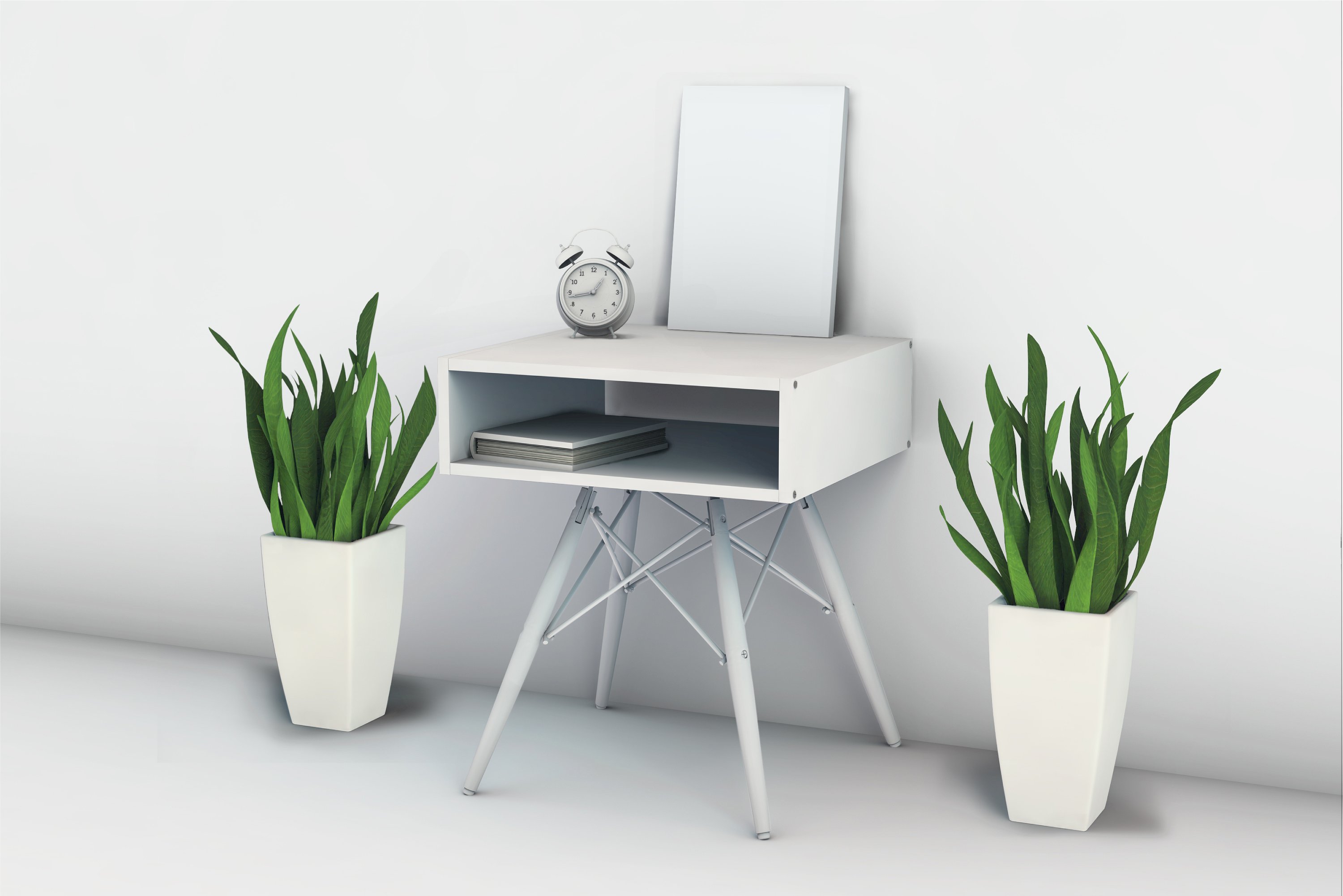 简约固定式办公桌和海报模型Mockups插图(3)