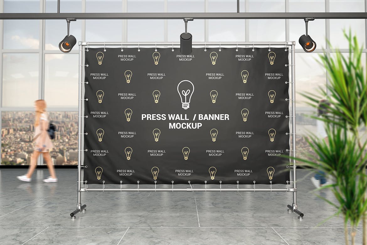 3款写实风格的布幔VI样机展示模型mockups插图