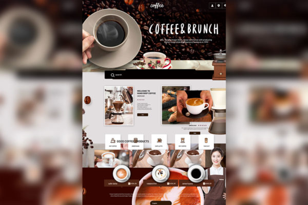 咖啡餐厅餐饮网站主页设计PSD模板