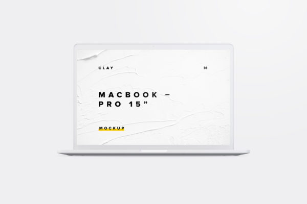 MacBook Pro高端笔记本电脑UI设计效果图前视图样机 Clay MacBook Pro 15" with Touch Bar, Front View Mockup