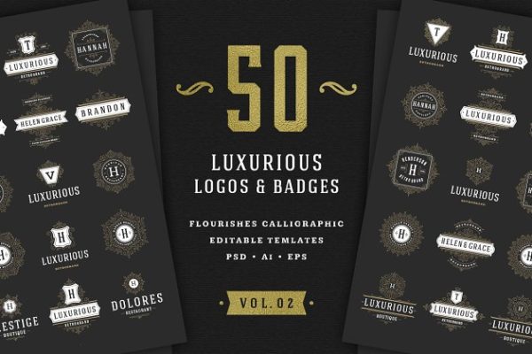 50个奢华装饰Logo及徽章 50 Ornament logos & badges