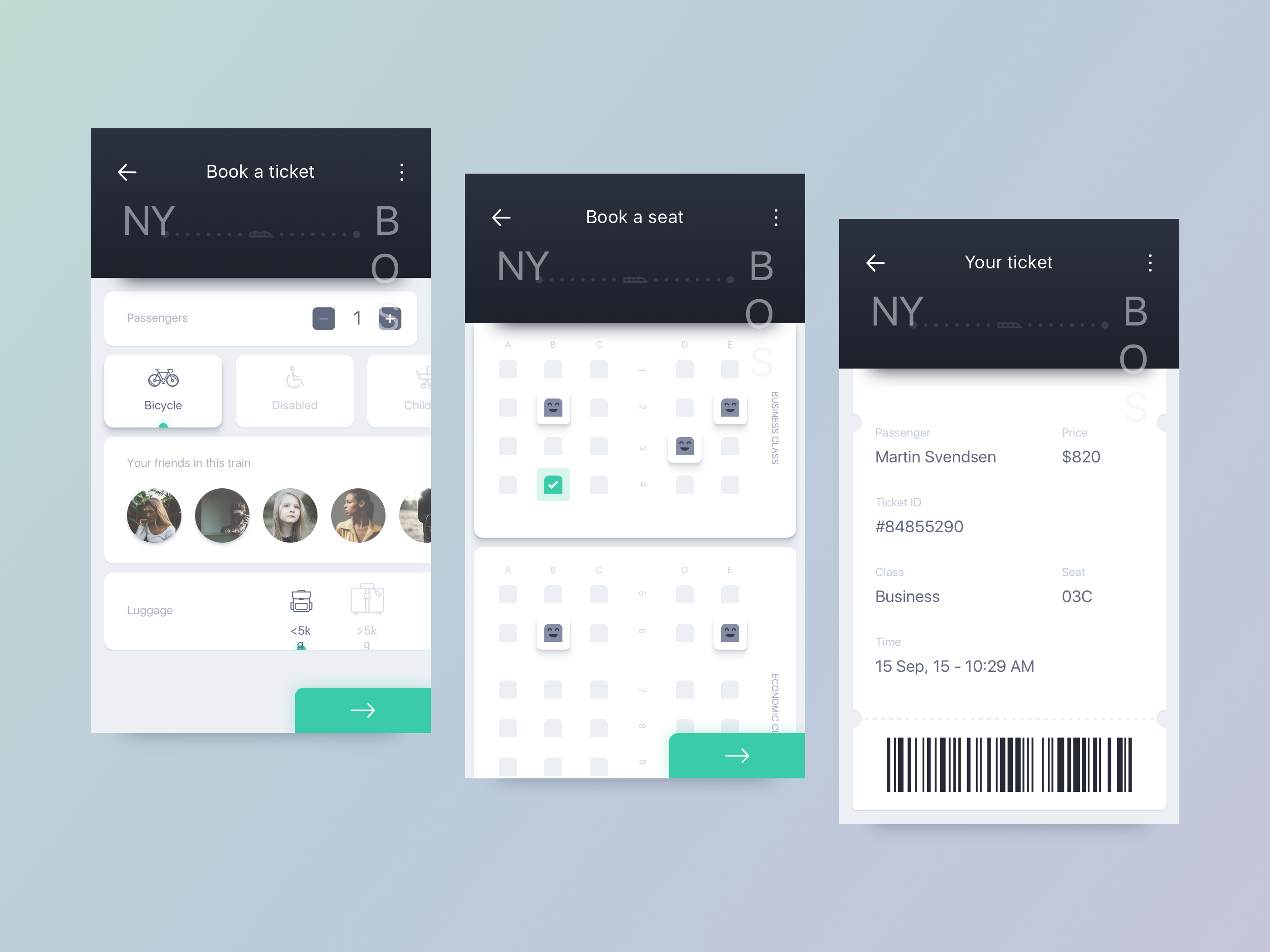 简约机票预定 APP 界面模板 ChooChoo App (.sketch)插图(1)