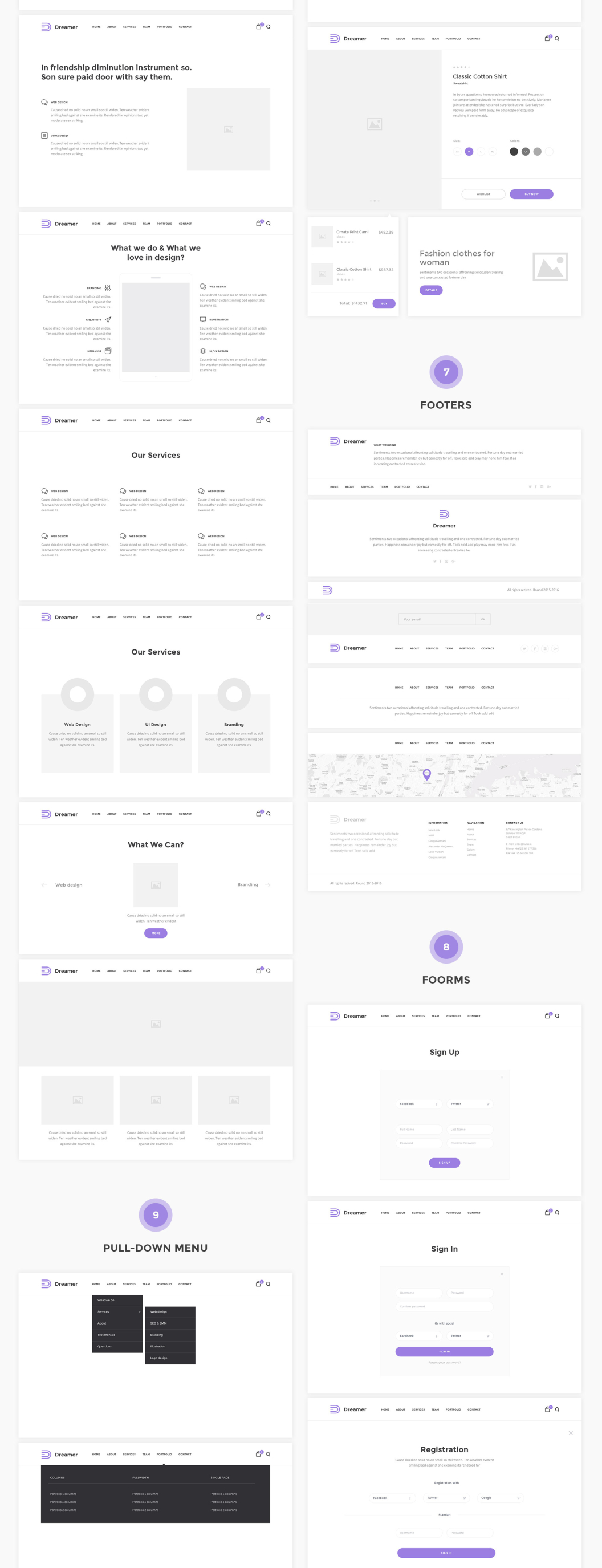 极致的造梦者 Sketch 线框图套件 Dreamer Wireframe Kit（150+元素 & 11大分类）插图(2)