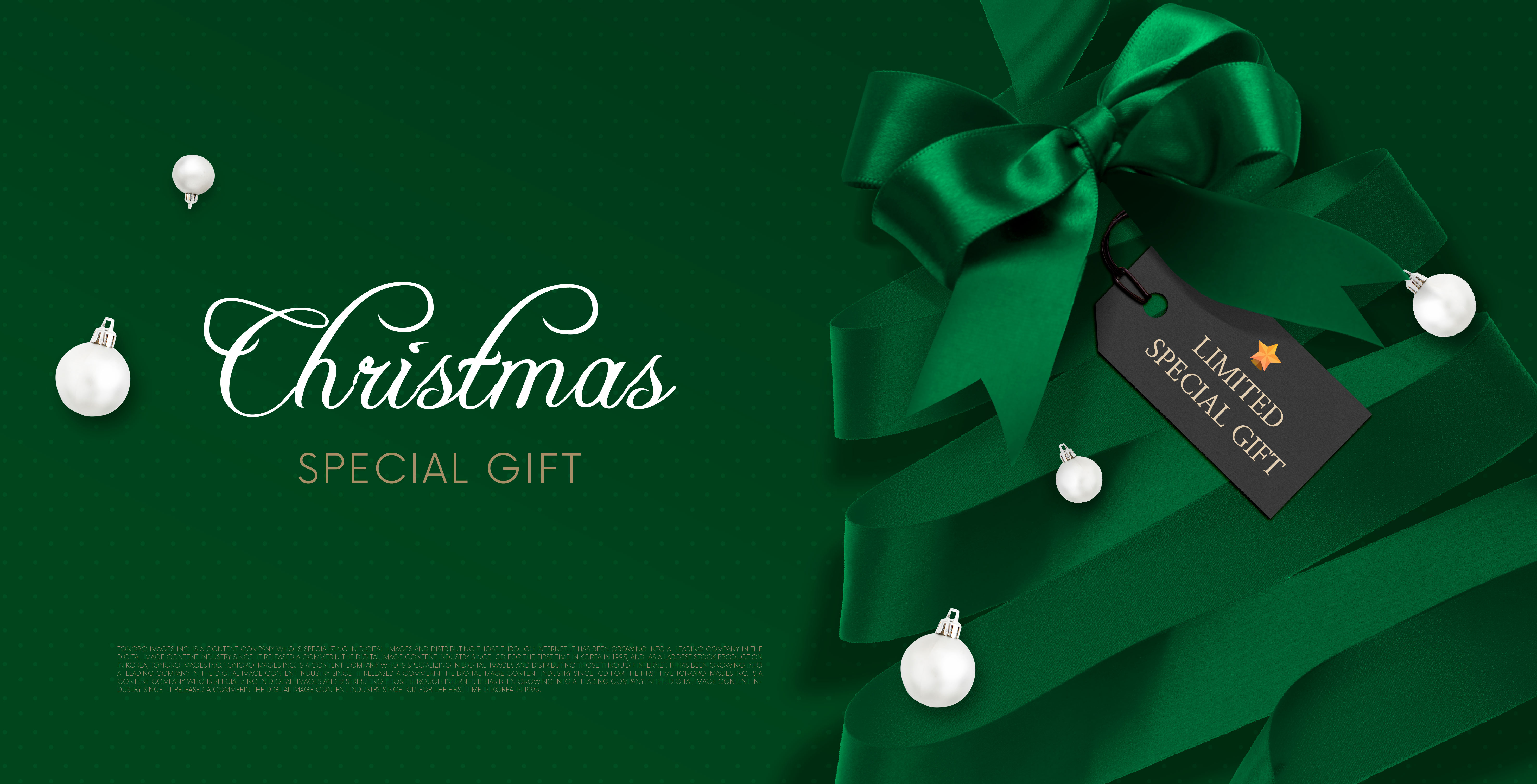 绿色丝带圣诞特别礼物海报模板psd素材插图