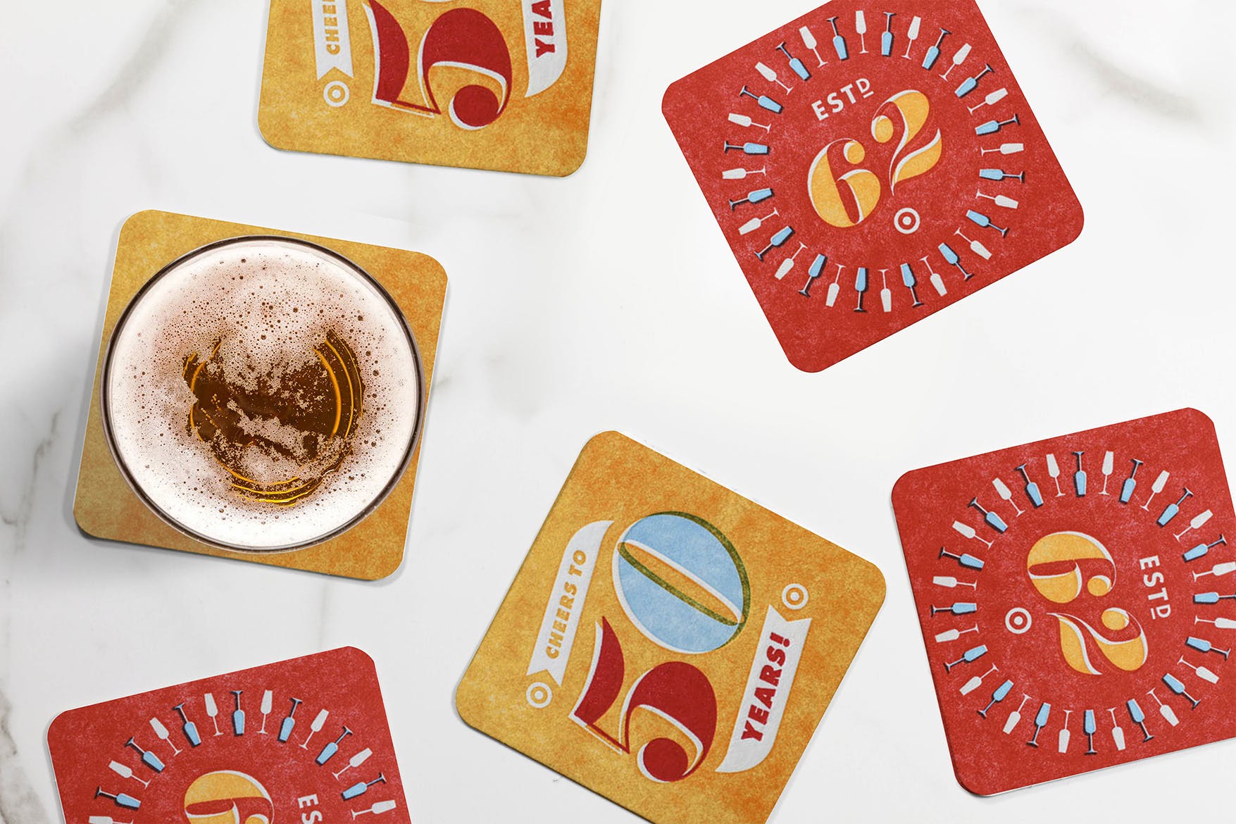 创意杯垫设计效果图样机 Drink Coaster Mockup插图(2)