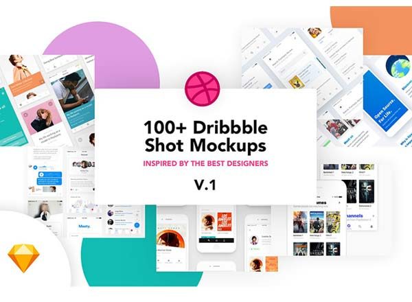 素材库下午茶：好用的Dribbble（追波）APP设计缩略图模板Mockups下载[For Sketch]