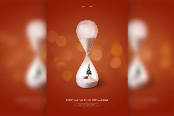 时间沙漏圣诞节主题活动海报模板