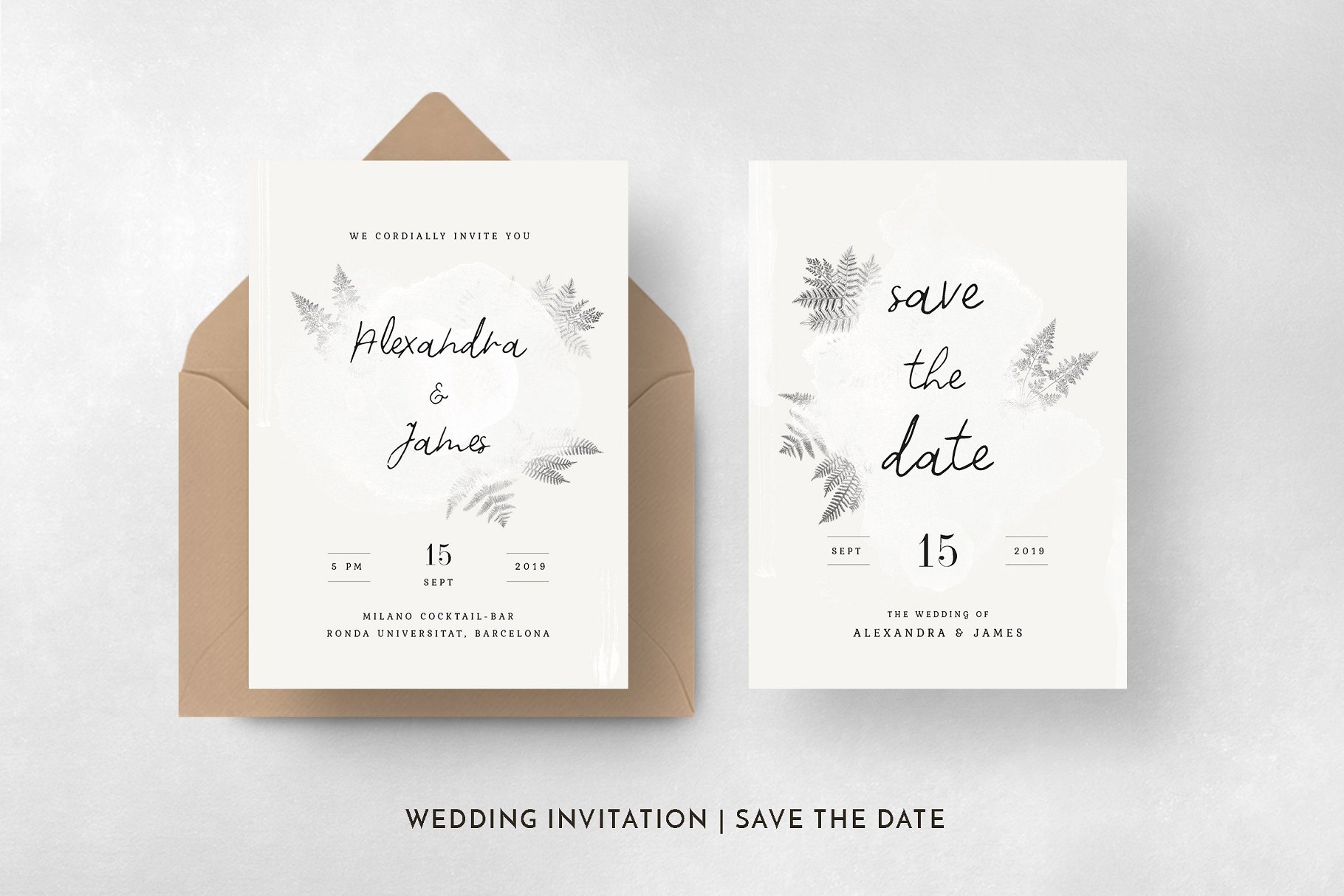 水彩画风格婚礼设计物料模板 Watercolor Sprigs Wedding Suite插图(9)