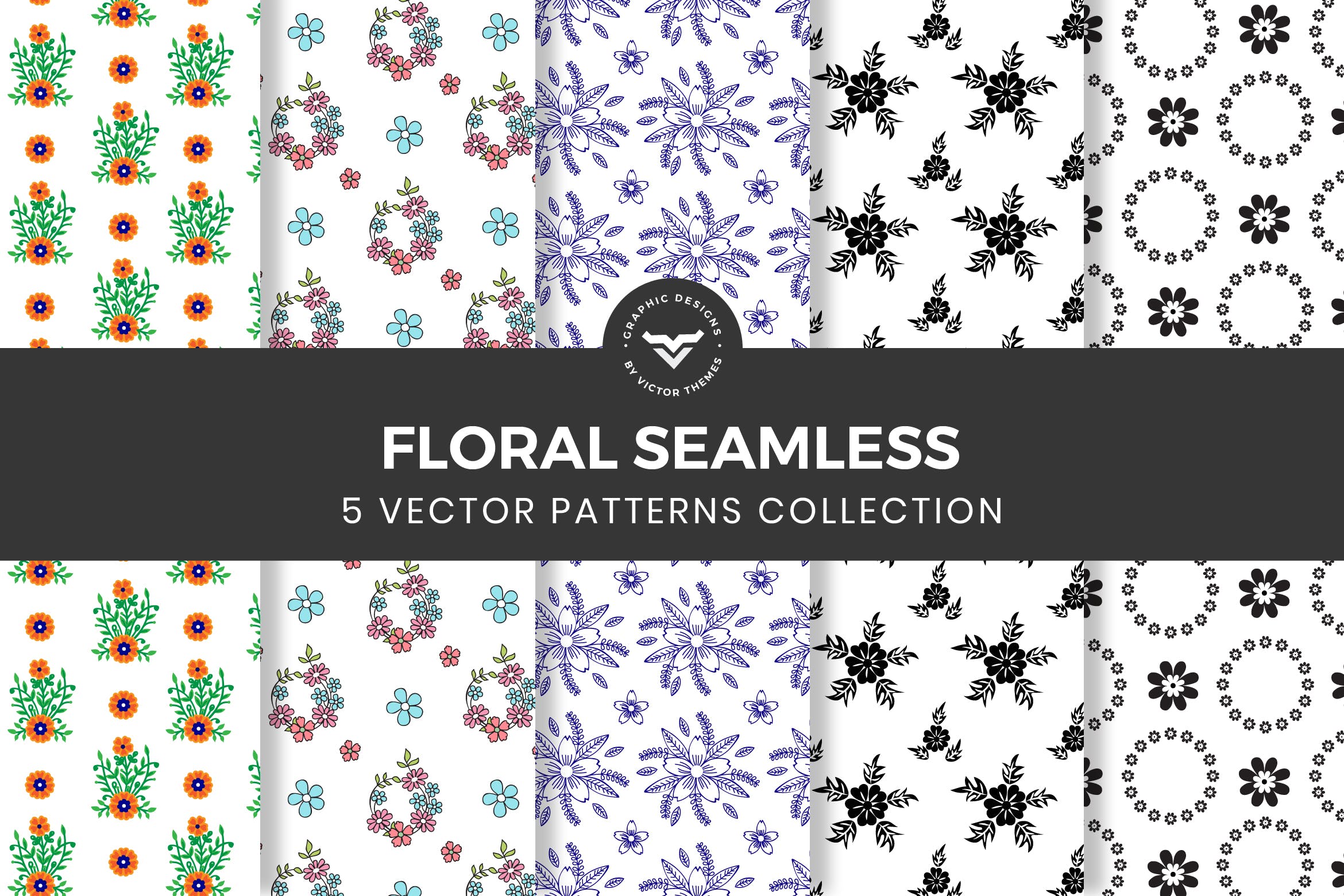 花卉无缝手绘图案纹理纹样背景素材 Floral Seamless Pattern插图