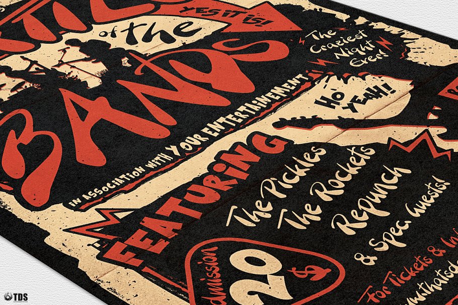 摇滚乐队音乐表演宣传传单PSD模板 Battle of the Bands Flyer PSD插图(5)