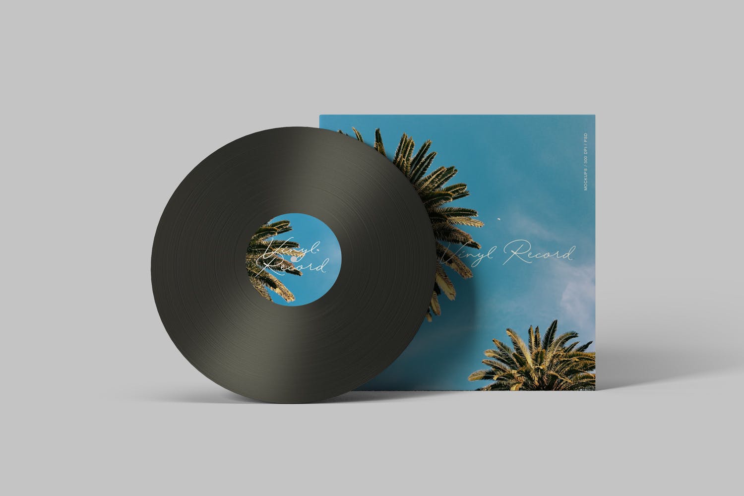 音乐CD唱片包装盒设计样机模板 Vinyl Record Mockups插图(2)