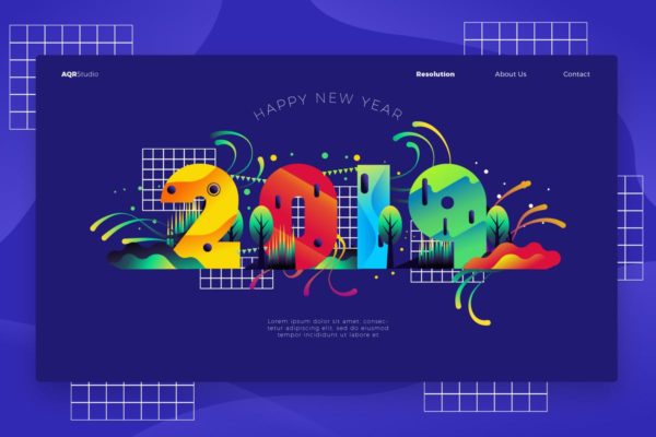 2019新年主题网站Banner&amp;着陆页设计模板 2019 – Banner &amp; Landing Page