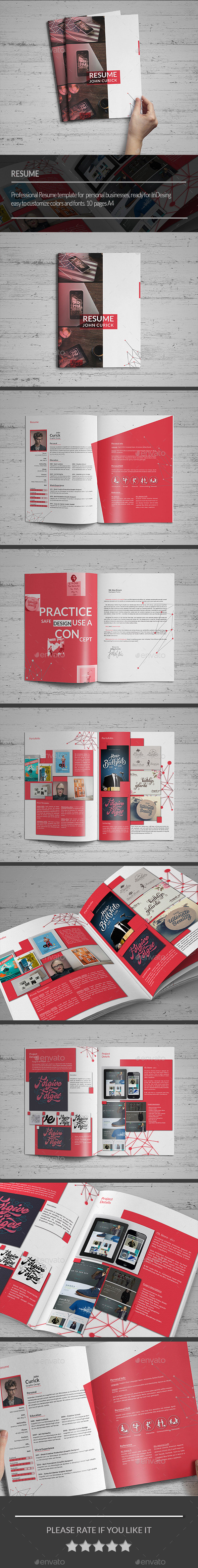 适合任何行业的时尚个人简历楼书画册手册杂志设计模板插图