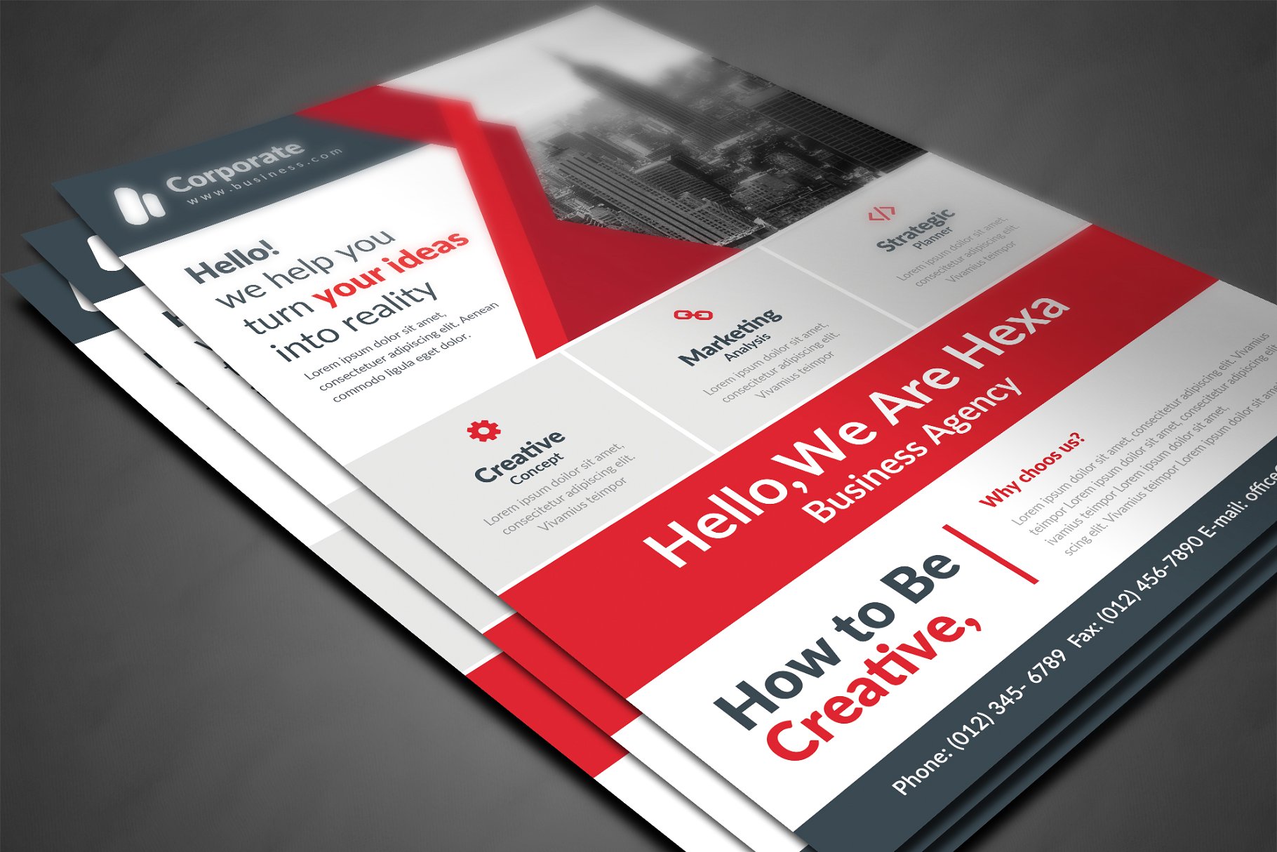 简洁专业的企业商务合作宣传单模板 Corporate Flyer插图(2)