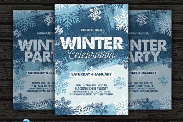 冬季冰雪庆典/派对传单模板 Winter Party Flyer