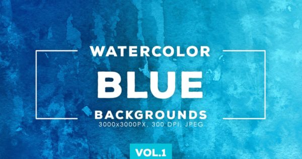 蓝色水彩涂料肌理纹理背景设计素材v1 Blue Watercolor Backgrounds Vol.1