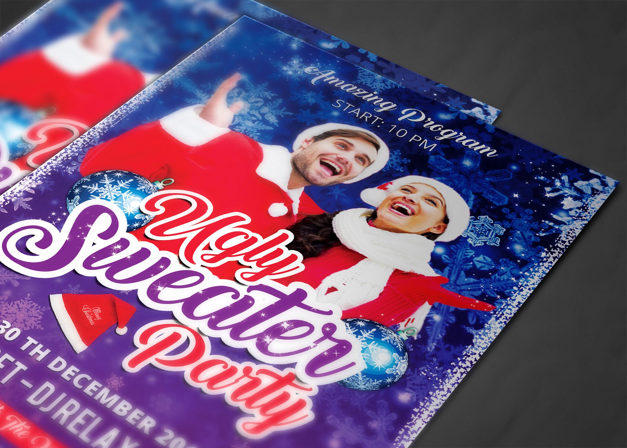 不怎么样的圣诞毛衣派对传单  Ugly Christmas Sweater Party Flyer插图(3)