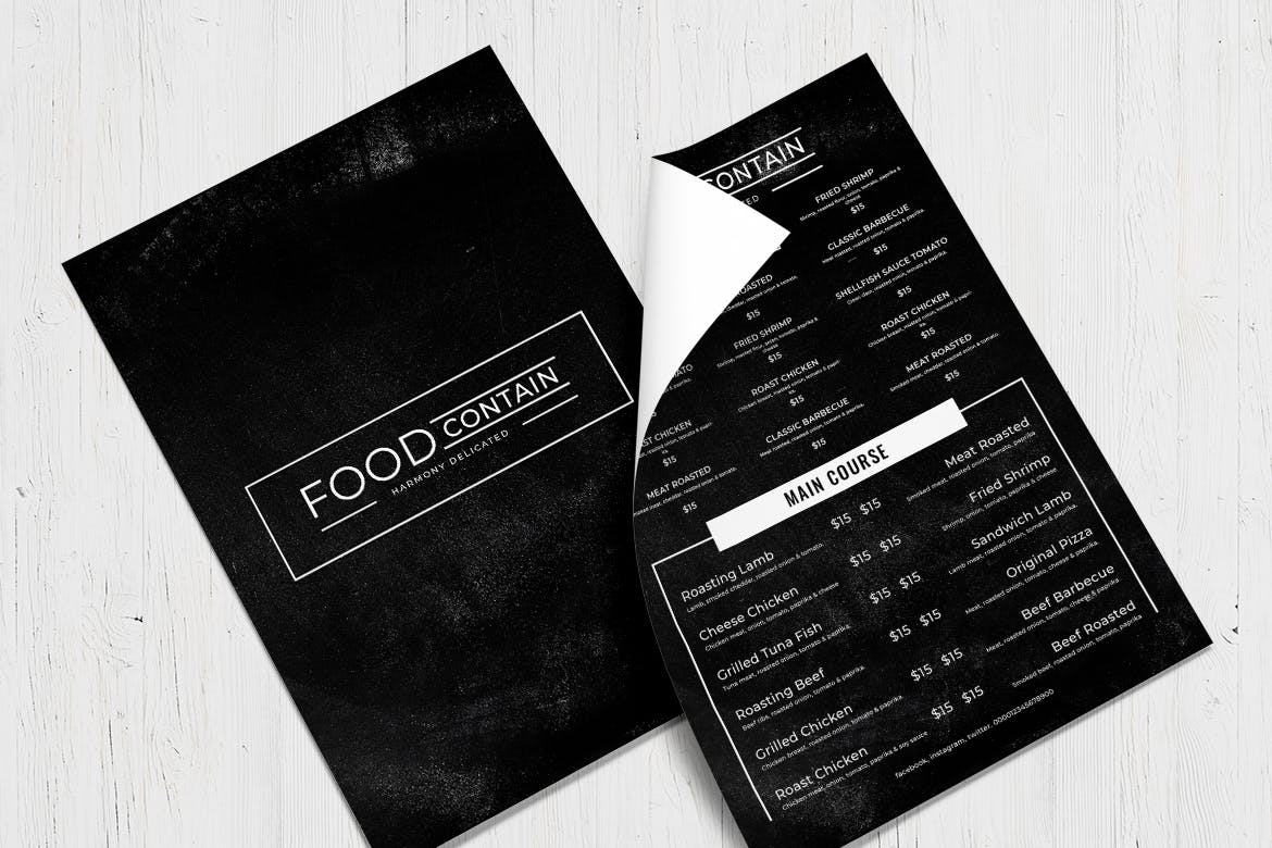 黑板画风格西餐厅素材库精选菜单模板v49 Blackboard Food Menu. 49插图(3)