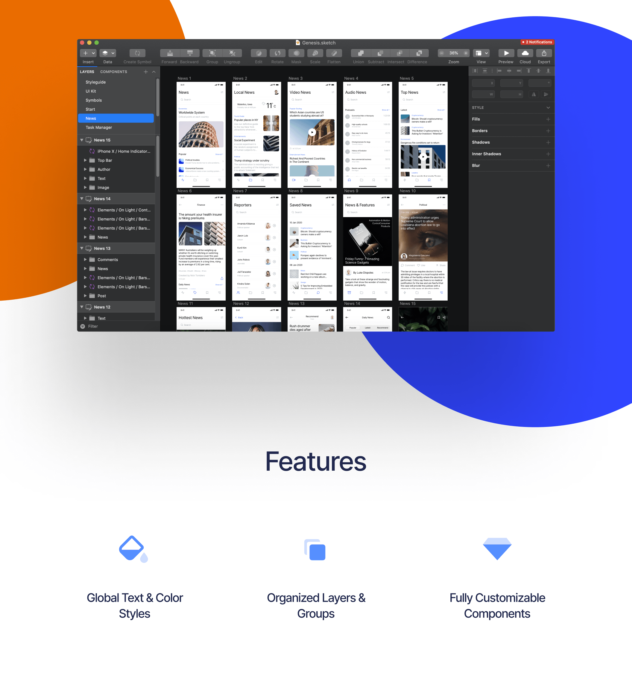 素材库下午茶:现代多用途的iOS应用程序App 设计素材库精选套件插图(1)