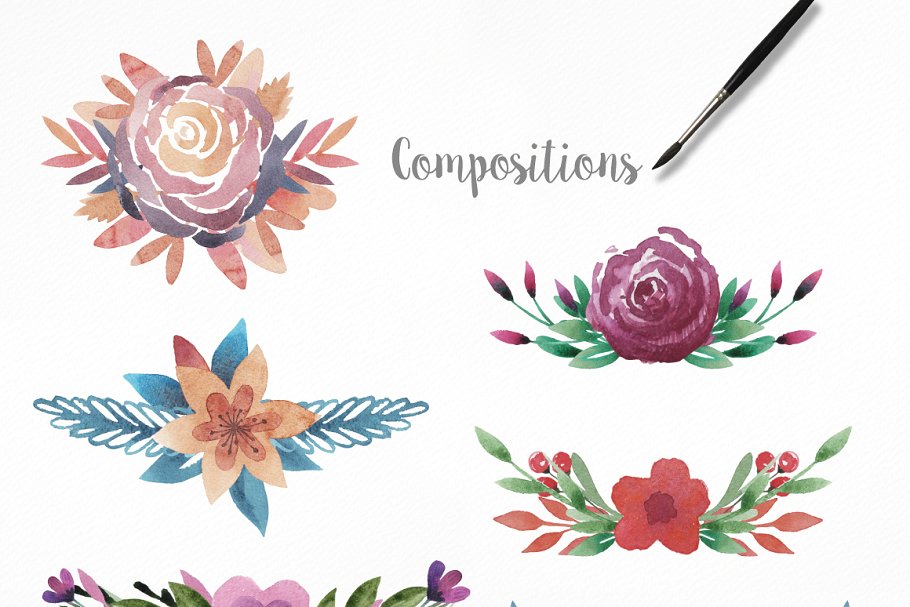 水彩花卉装饰框&纹理合集 Watercolor Frames and Patterns Pro插图(3)