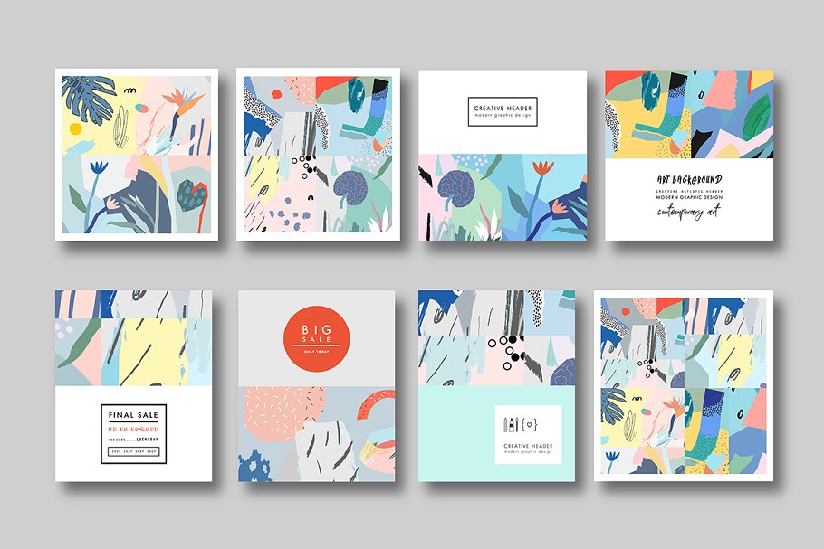 抽象印象派水彩插画素材 CUT out graphic pack.插图(11)