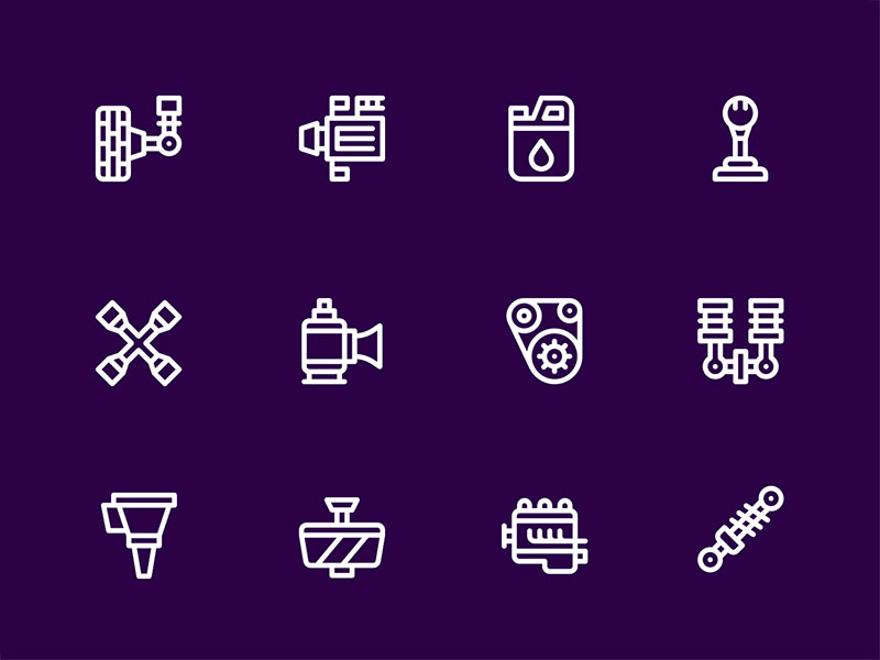 50 枚汽车引擎元素线性图标素材之家精选sketch素材