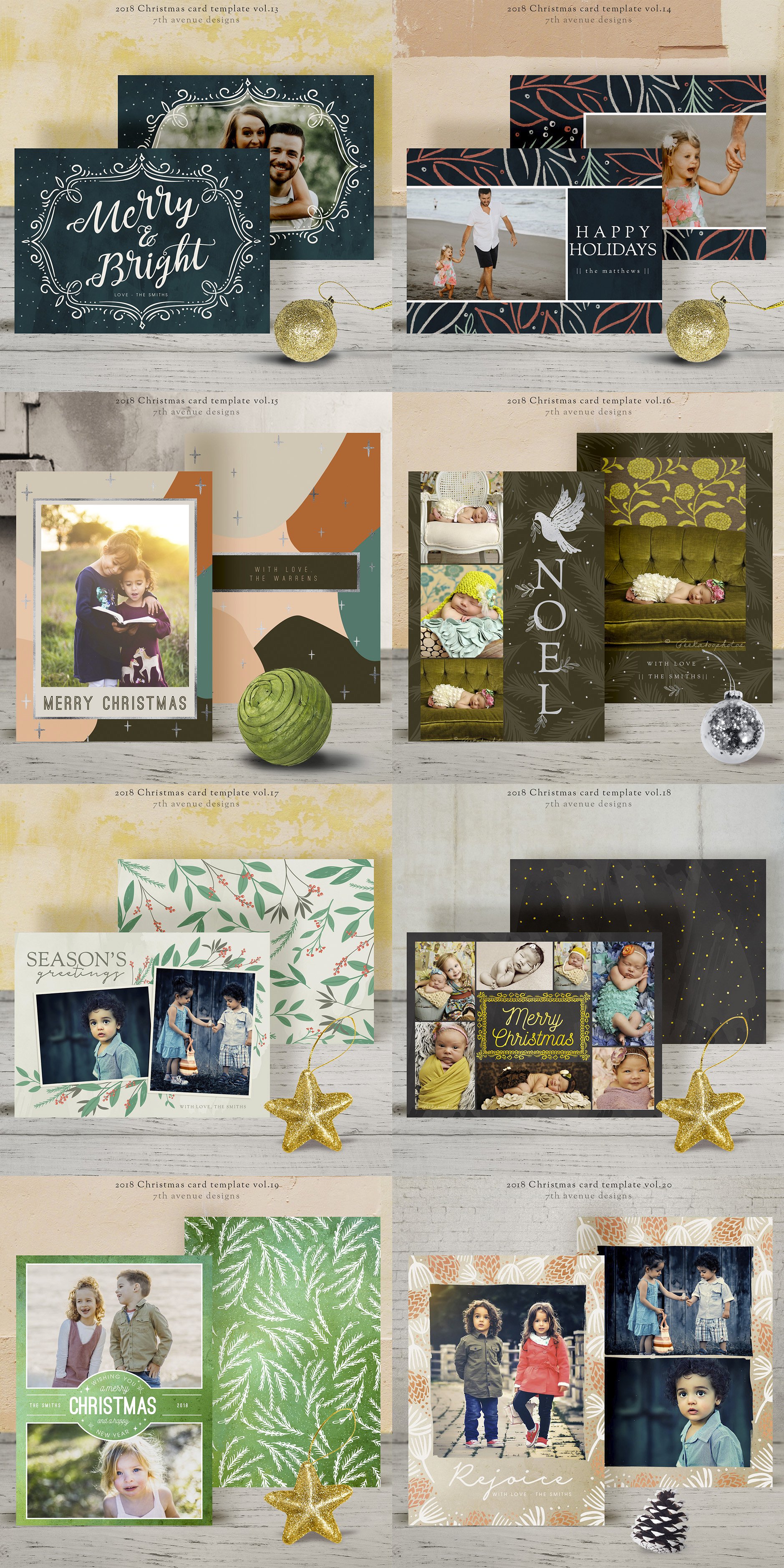 圣诞节主题贺卡模板v3 Christmas Card Templates v3插图(3)