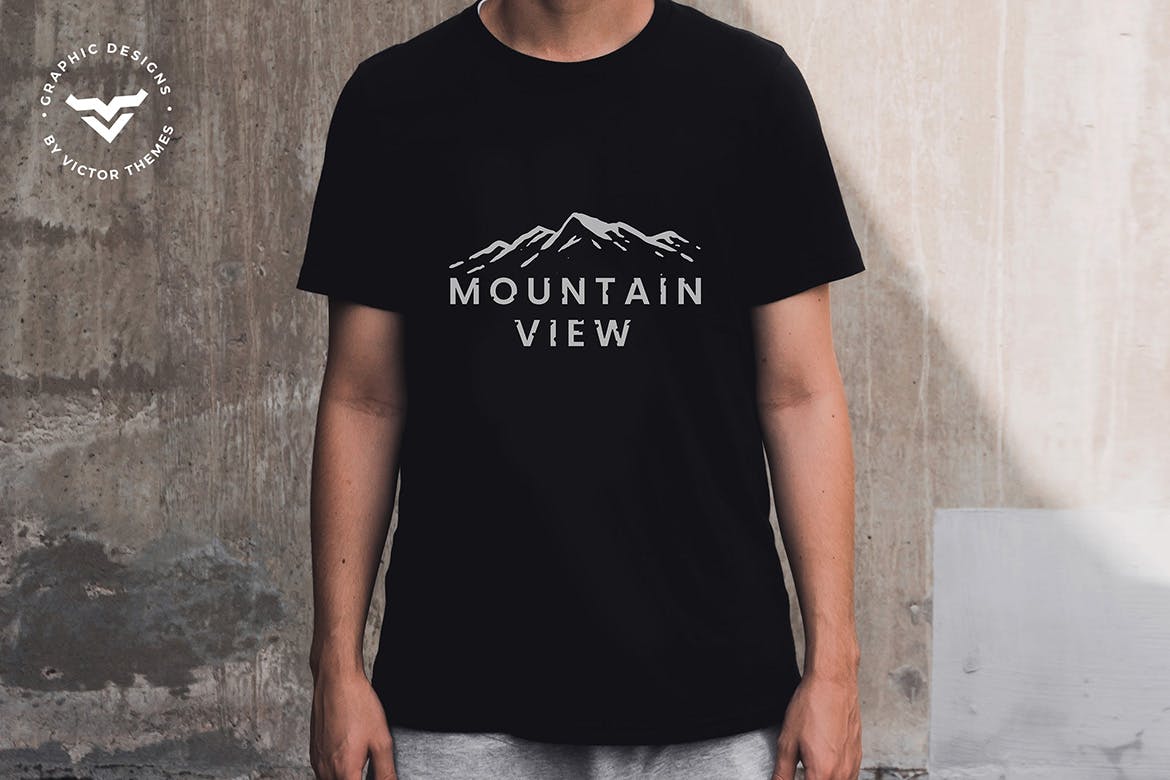 男士经典款T恤服装设计上身效果图样机 T-Shirt Mockups插图(1)