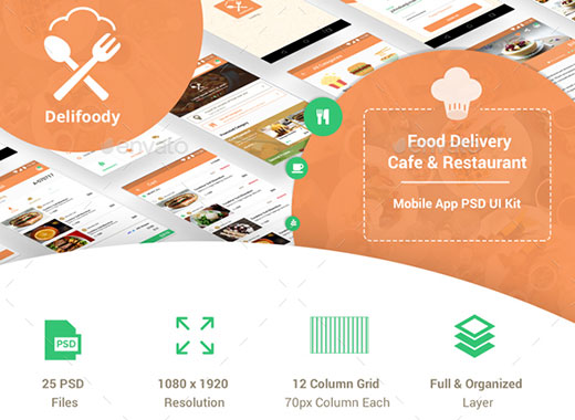 一套精美的食物类移动端APP UI模板下载[PSD]
