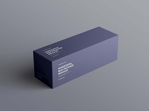 水平长方体产品包装盒定制设计样机模板 Horizontal Package Box Mockup