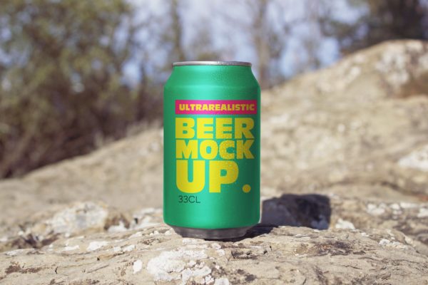 啤酒易拉罐前视图素材库精选模板 Front Beer Can Mockup