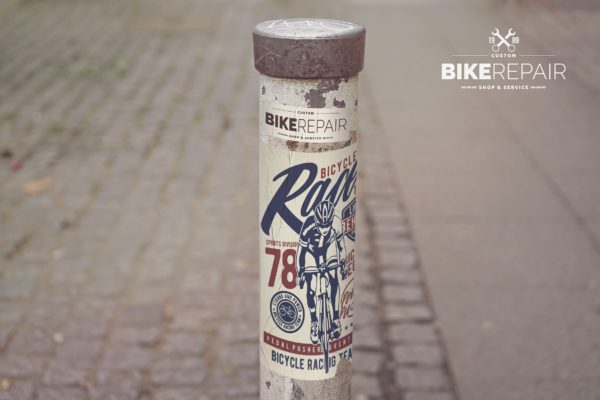 城市圆柱标志/海报张贴效果样机模板 Urban Sign Mockup