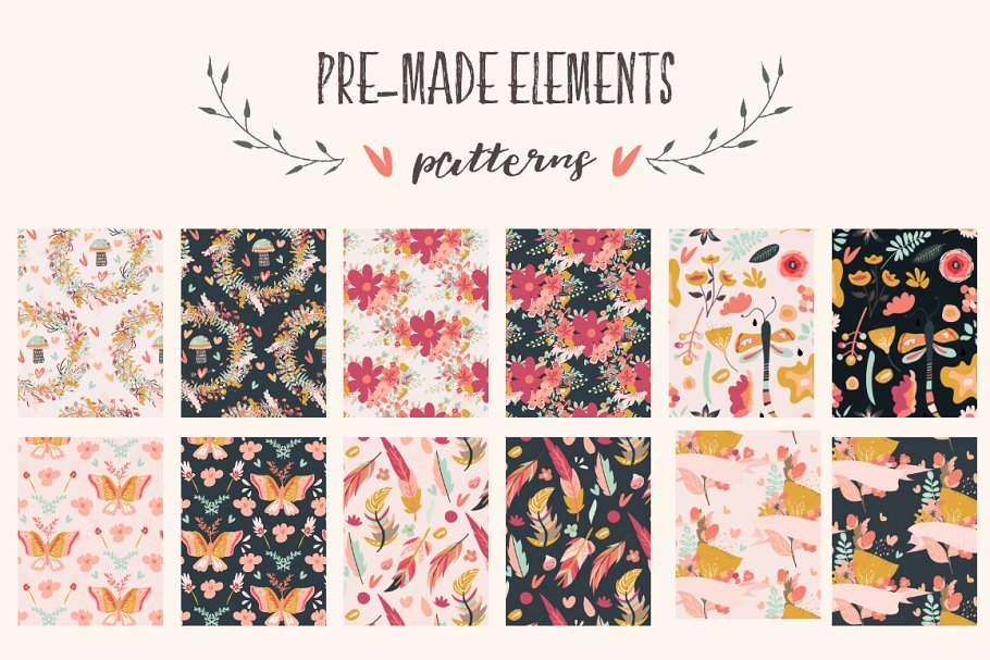 甜蜜花园水彩花卉设计元素集 Sweet Garden Floral Clipart Bundle插图(4)