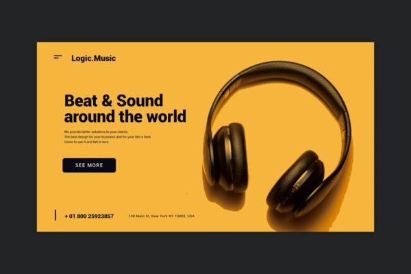 耳机品牌网站着陆页设计模板 Beat &amp; Sound – Landing Page