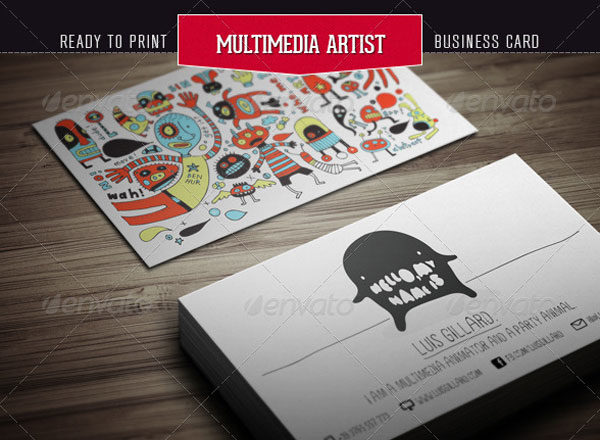 时尚个性的多媒体艺术家名片设计模板