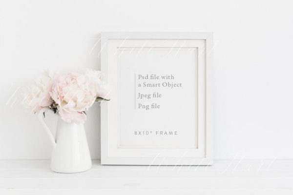 花卉立体边框画册相框样机模板 8×10" floral frame mock up