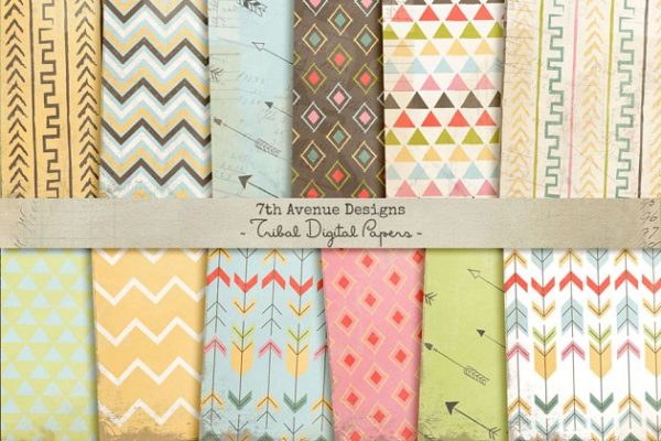 部落图案纸张纹理 Tribal Digital Papers