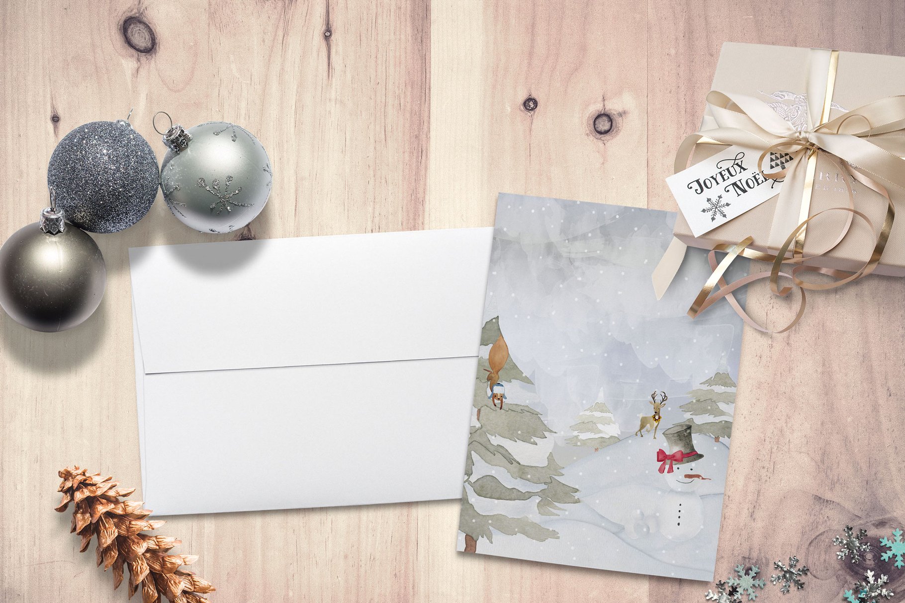 冬天冬季水彩场景设计素材包 Watercolor Winter Scene Creator插图(4)