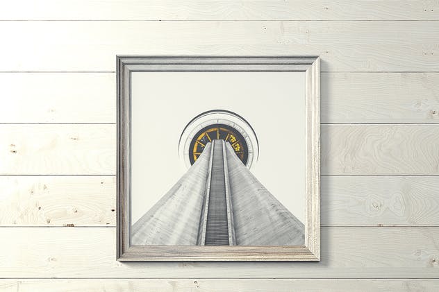 木纹背景艺术作品画框样机套装V3 Frame Artwork Mockup Set 3插图(1)