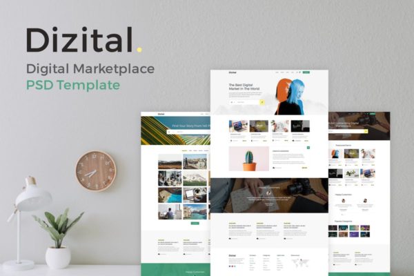 在线数字交易网站PSD模板 Dizital – Easy Digital Downloads PSD Template