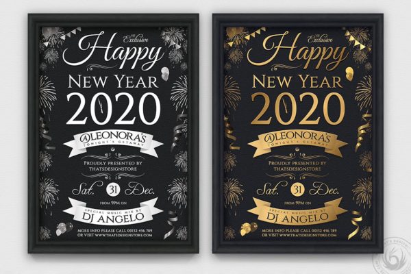 2020年新年倒计时活动海报传单设计模板v5 New Year Flyer Template V5