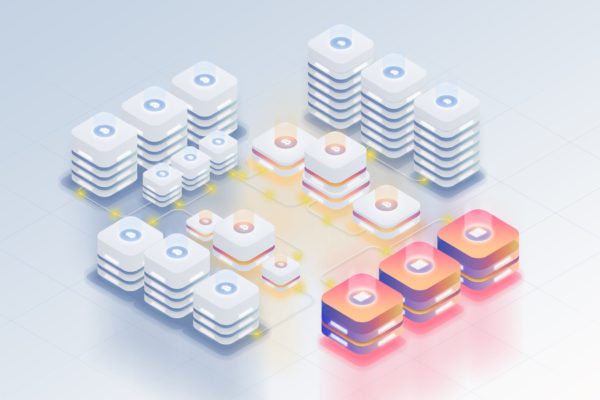 服务器群组等距素材库精选概念插画 Isometric Server Concept